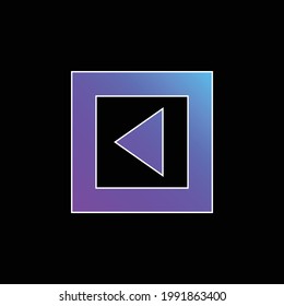 Triángulo de flecha atrás en el icono del vector de gradiente azul del botón cuadrado bruto