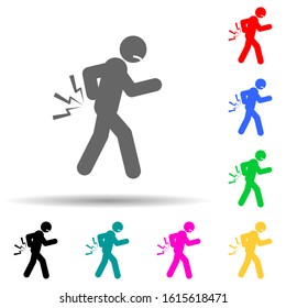 Back, arthritis multi color style icon. Simple glyph, flat vector of pain people icons for ui and ux, website or mobile application