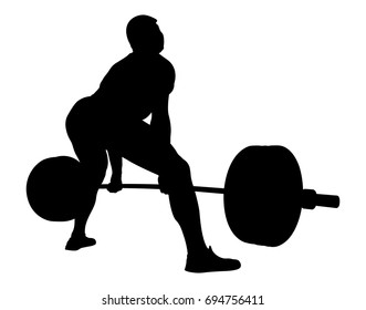back athlete powerlifter exercise deadlift black silhouette