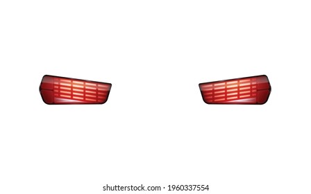 Back auto headlights in red color realistic isolated vector illustration