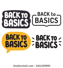 Back to basics. Badge, icon set. Vector illustrations on white background.