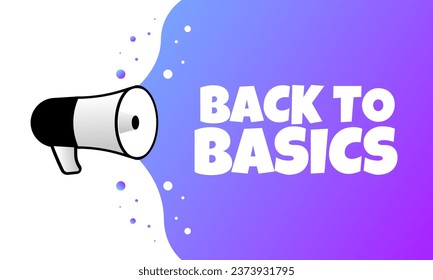 Back to basics sign. Flat, purple, megaphone icon, back to basics. Vector icon