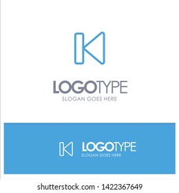 Back, Beginning, Control, Media, Start Blue Outline Logo Place for Tagline