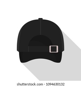 Back of black baseball cap icon. Flat illustration of Back of black baseball cap vector icon for web design