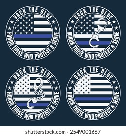 Back The Blue American Flag Seal , Police Blue Line, Law Enforcement, First Responders, Police Department, Laser Engraving