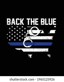 Back The Blue American Police Vector Printing Tshirts Design Template