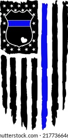 Back The Blue Flag. Thin blue line US flag. Flag with Police Blue Line - Distressed and splash American flag svg