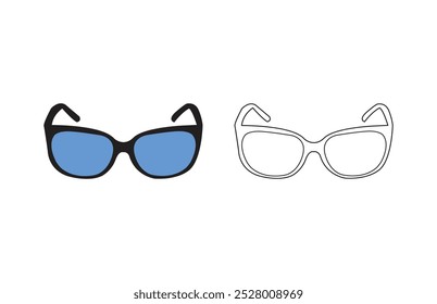 back and blue Goggles is set on white background