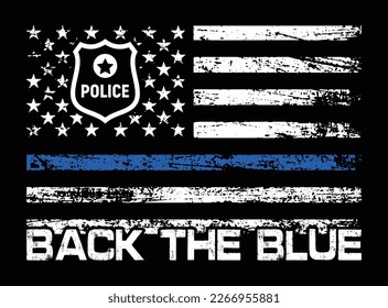 Back The Blue With USA Flag Design