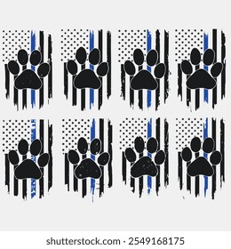 Back The Blue USA Flag Police Lives Matter Vector , Dog Paw vector , k-9 dog vector,