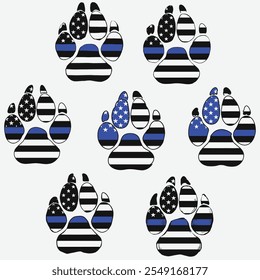 Back The Blue USA Flag Police Lives Matter Vector , Dog Paw vector , k-9 dog vector,