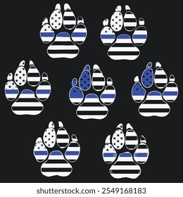 Back The Blue USA Flag Police Lives Matter Vector , Dog Paw vector , k-9 dog vector,