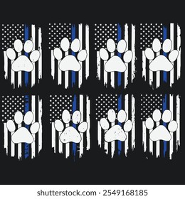 Back The Blue USA Flag Police Lives Matter Vector , Dog Paw vector , k-9 dog vector,