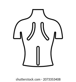 Atrás, cuerpo, icono del contorno del hombro. Vector de arte de línea.
