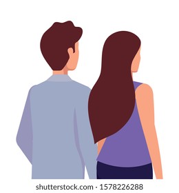 back business couple elegant avatar character vector illustration design