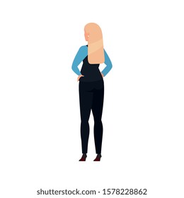 back business woman elegant avatar character vector illustration design