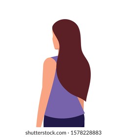 back business woman elegant avatar character vector illustration design