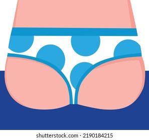 Back and buttocks in underwear on a white background. Part of the body
