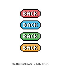 back button 8 bit text back Pixel art 8-bit for game 