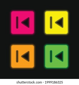 Back Button four color glowing neon vector icon