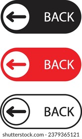Back button icons vector art illustration.
