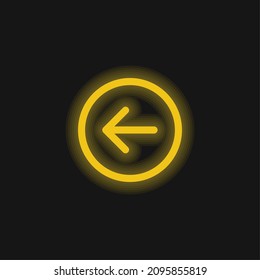 Back Button yellow glowing neon icon
