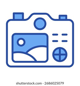 Icono de la cámara trasera Ilustración vectorial azul