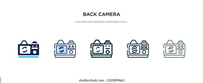 back camera icon in different style vector illustration. two colored and black back camera vector icons designed in filled, outline, line and stroke style can be used for web, mobile, ui