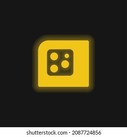 Icono de neón brillante amarillo de cámara trasera