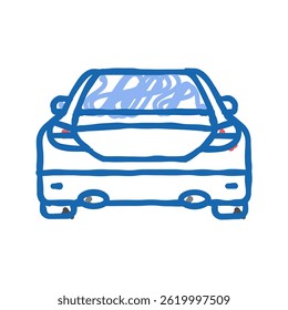Vector de boceto de icono de doodle automático de coche trasero. signo automático de coche trasero. ilustración de símbolo aislado