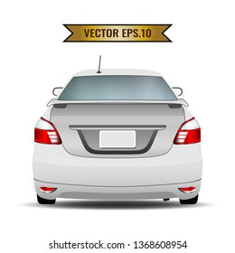 Back of the car isolated on the background. Ready to apply to your design. Vector illustration.