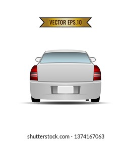 Back of the car isolated on the background. Ready to apply to your design. Vector illustration.