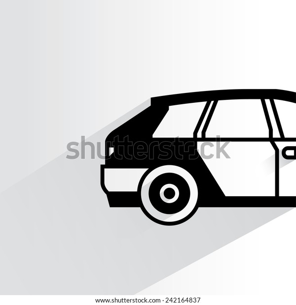 back car\
on white background, flat and shadow\
theme