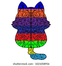 The back of the cat is made up of geometric shapes. vector illustration.