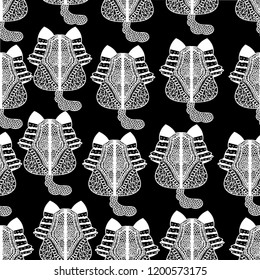 The back of the cat is made up of geometric shapes. Vector illustration. Pattern