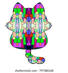 The back of the cat is made up of geometric shapes. vector illustration.