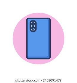 Back of cellphone line icon. Double camera, case, part outline sign. Phone repair, communication, digital device concept. Vector illustration, symbol element for web design and apps