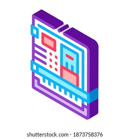 Rückseite des Computersystems mit Ports Farbsymbol Vektorgrafik. isometrische Rückseite des Computersystems mit Anschlusszeichen. farbige einzelne Symbolillustration
