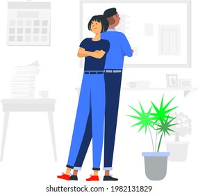 back concept illustration. background and people illustration. flat design style minimal vector illustration. People in a relationship have fun in the apartment. vector design. EPS 10