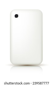 The back cover is white plastic smartphone with reflection. Vector illustration.