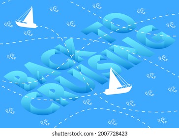 Volver a Cruzar texto con fuente Profundidad. Diseño de plantilla de pancarta vectorial. Banner de viajes, publicidad de moda, afiche de ventas.