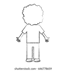 back Curly haired boy character