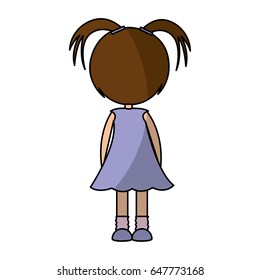 back cute little girl character