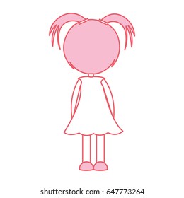 back cute little girl character