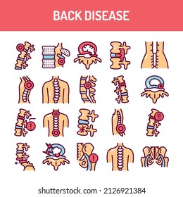 Back Diseases Line Icons Set Isolated Stock Vector (Royalty Free ...