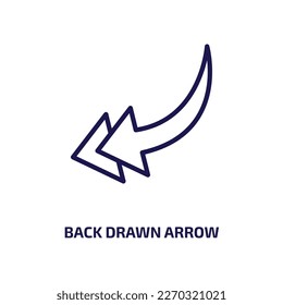 back drawn arrow icon from user interface collection. Thin linear back drawn arrow, arrow, pen outline icon isolated on white background. Line vector back drawn arrow sign, symbol for web and mobile