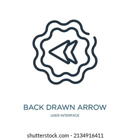 back drawn arrow thin line icon. arrow, back linear icons from user interface concept isolated outline sign. Vector illustration symbol element for web design and apps.