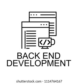 back end development icon. Element of web development signs with name for mobile concept and web apps. Detailed back end development icon can be used for web and mobile on white background
