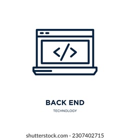 back end icon from technology collection. Thin linear back end, interface, website outline icon isolated on white background. Line vector back end sign, symbol for web and mobile