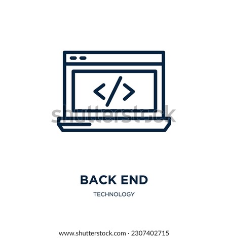 back end icon from technology collection. Thin linear back end, interface, website outline icon isolated on white background. Line vector back end sign, symbol for web and mobile
